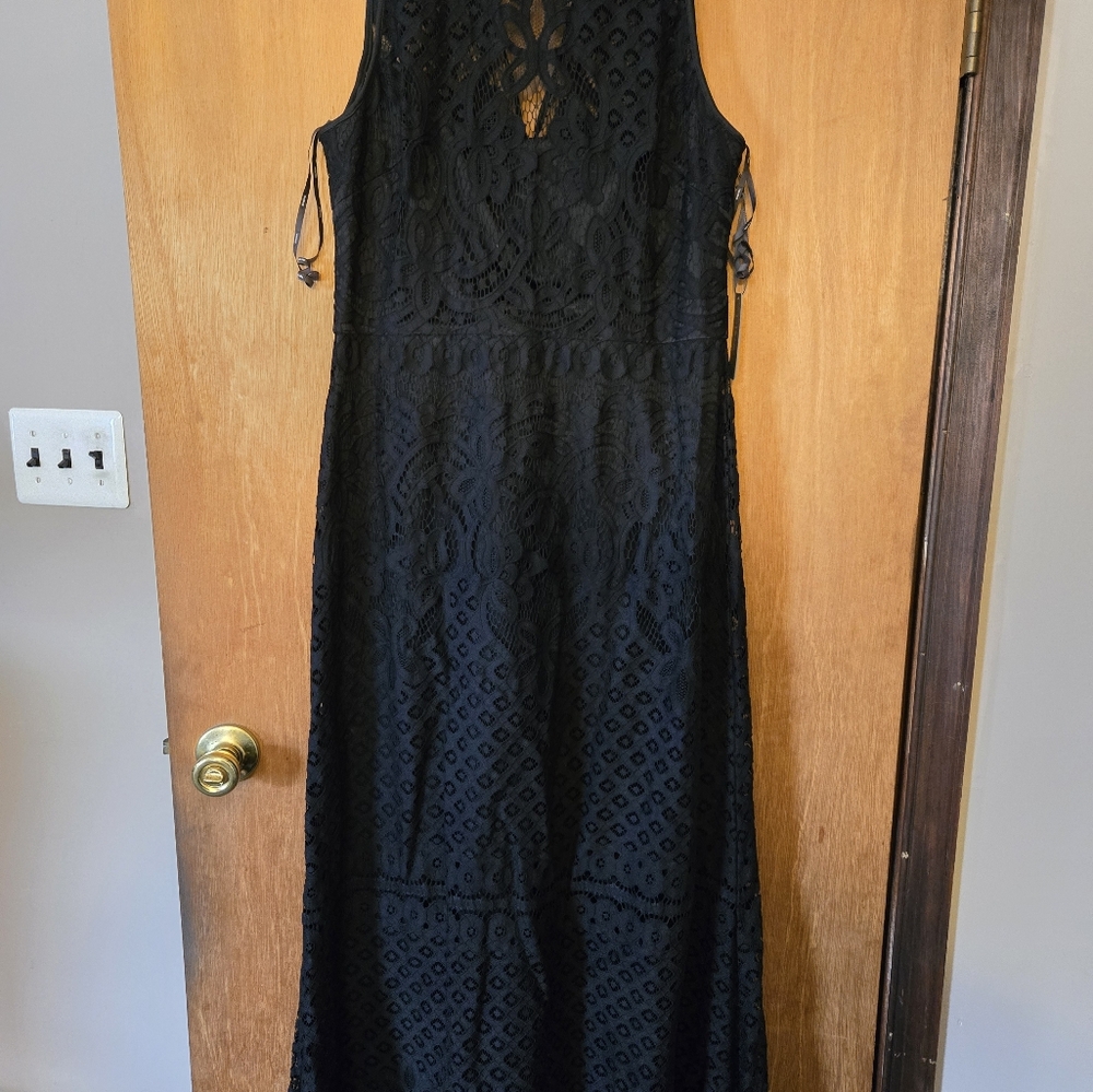 Vera Wang Black Sleeveless Halter Maxi Dress for Cocktail
